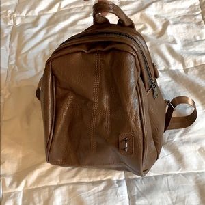 Small Brown Faux Leather Backpack